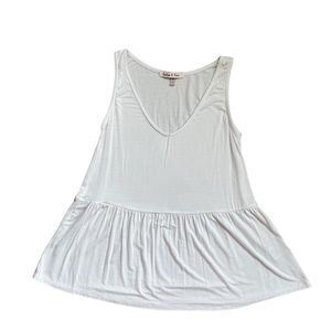 NWOT Nordstrom’s White V-Neck Babydoll Peplum Tank Top Shirt (size M)